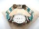 Vintage Native American Carlise Jewelry Sterling Silver Turquoise Watch Bracelet