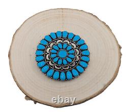 Vintage Native American Cluster Turquoise Manta Pin Pendant Handmade Jewelry