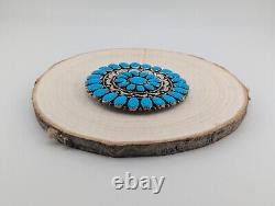 Vintage Native American Cluster Turquoise Manta Pin Pendant Handmade Jewelry