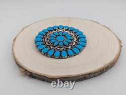 Vintage Native American Cluster Turquoise Manta Pin Pendant Handmade Jewelry