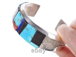 Vintage Native American Cobblestone Tufa Cast Sterling silver cuff bracelet