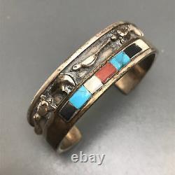Vintage Native American Cuff Bracelet. Sterling Silver. Zuni Jewelry