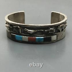 Vintage Native American Cuff Bracelet. Sterling Silver. Zuni Jewelry