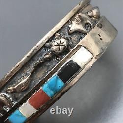 Vintage Native American Cuff Bracelet. Sterling Silver. Zuni Jewelry