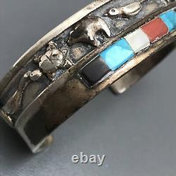 Vintage Native American Cuff Bracelet. Sterling Silver. Zuni Jewelry