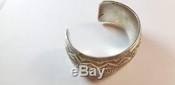 Vintage Native American Dead Pawn Sterling Silver 925 Stamped Heavy Cuff V284