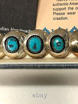 Vintage Native American EDE Necklace & Earrings Sterling Silver & Turquoise NEW