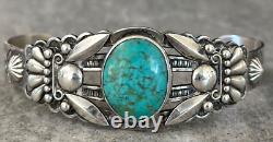 Vintage Native American FRED HARVEY Navajo Turquoise Sterling Silver bracelet