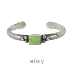 Vintage Native American Gaspeite Sterling Silver Cuff Bracelet 6-1/4 27g #262