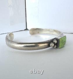 Vintage Native American Gaspeite Sterling Silver Cuff Bracelet 6-1/4 27g #262