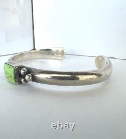 Vintage Native American Gaspeite Sterling Silver Cuff Bracelet 6-1/4 27g #262