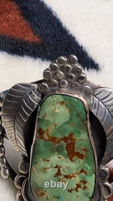Vintage Native American Green Turquoise Sterling Silver Cuff 90g Total Weight