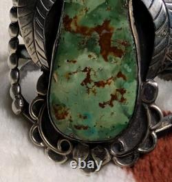 Vintage Native American Green Turquoise Sterling Silver Cuff 90g Total Weight
