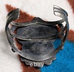 Vintage Native American Green Turquoise Sterling Silver Cuff 90g Total Weight