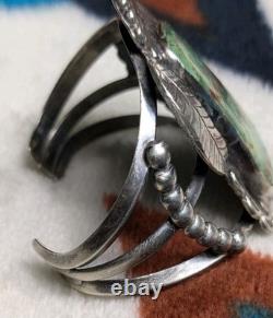 Vintage Native American Green Turquoise Sterling Silver Cuff 90g Total Weight
