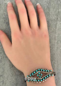 Vintage Native American HRG Zuni Snake eye Turquoise Sterling silver Bracelet