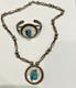 Vintage Native American Hallmarked Sterling & Turquoise Bracelet & Necklace Set