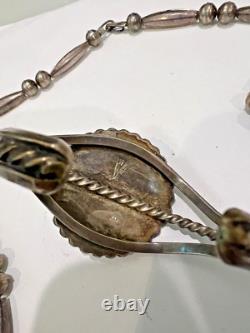 Vintage Native American Hallmarked Sterling & Turquoise Bracelet & Necklace Set