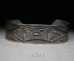 Vintage Native American Harvey Era Navajo Sterling Silver Cuff Bracelet