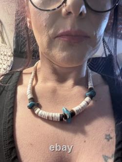 Vintage Native American Heishi Shell and Turquoise Necklace