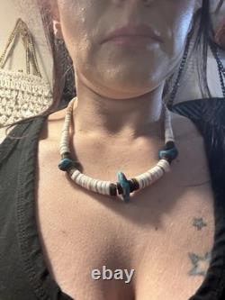 Vintage Native American Heishi Shell and Turquoise Necklace