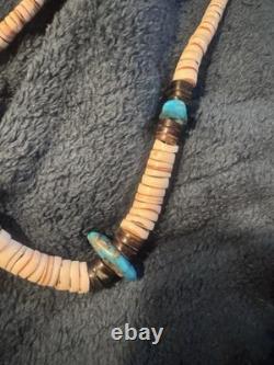 Vintage Native American Heishi Shell and Turquoise Necklace