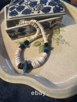 Vintage Native American Heishi Shell and Turquoise Necklace