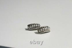 Vintage Native American Indian Jewelry Sterling Silver Ribbed Earrings Thomas Ch