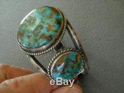 Vintage Native American Indian Turquoise Sterling Silver Cuff Bracelet