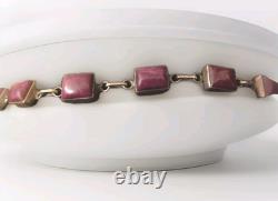 Vintage Native American Jewelry 925 Silver Purple Spiny Oyster Link Bracelet
