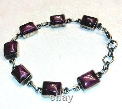 Vintage Native American Jewelry 925 Silver Purple Spiny Oyster Link Bracelet