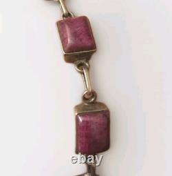 Vintage Native American Jewelry 925 Silver Purple Spiny Oyster Link Bracelet