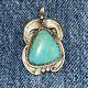 Vintage Native American Jewelry Jade Stone Silver Necklace Pendant OOP