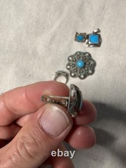 Vintage Native American Jewelry Lot Brooch Pendant Cuff Links And Ring