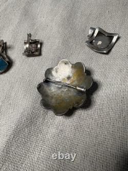 Vintage Native American Jewelry Lot Brooch Pendant Cuff Links And Ring