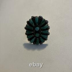Vintage Native American Jewelry Ring Navajo Silver Turquoise Size 7