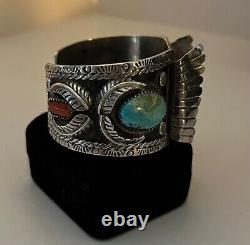 Vintage Native American Jewelry Royston Turquoise Sterling Silver Cuff