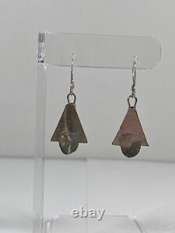 Vintage Native American Jewelry Spiny Oyster Orange Stone Silver Earrings