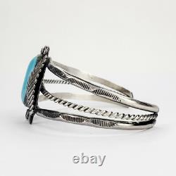 Vintage Native American Jewelry Sterling Silver 925 Turquoise Cuff Bracelet
