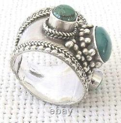 Vintage Native American Jewelry Sterling Silver 925 Turquoise Navajo Ring S 9.5