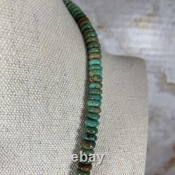 Vintage Native American Jewelry Sterling Silver Beaded Turquoise Necklace 18
