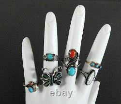 Vintage Native American Jewelry Turquoise Ring Lot Childrens Kids 4 Size 5