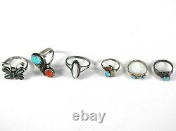 Vintage Native American Jewelry Turquoise Ring Lot Childrens Kids 4 Size 5