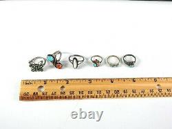 Vintage Native American Jewelry Turquoise Ring Lot Childrens Kids 4 Size 5