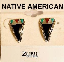 Vintage Native American Jewelry. ZUNI Handcrafted Earrings