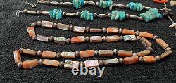 Vintage Native American Jewelry Zuni Inlay Turquoise Shell Fetish Necklace Lot
