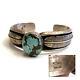 Vintage Native American KING Signed THICK Turquoise Silver Navajo Cuff Bracelet
