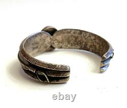 Vintage Native American KING Signed THICK Turquoise Silver Navajo Cuff Bracelet