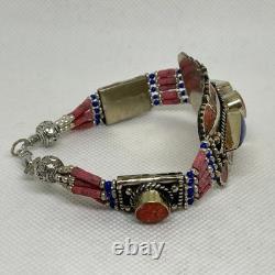 Vintage Native American Lapis Lazuli Bracelet, Bangle, Red, 50s-90s