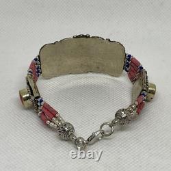 Vintage Native American Lapis Lazuli Bracelet, Bangle, Red, 50s-90s